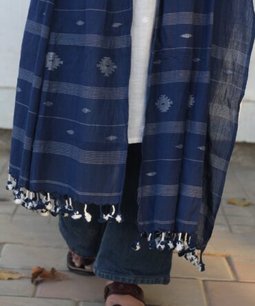 Blue Handwoven Jamdani Dupatta