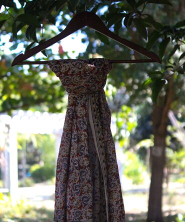 Handblock Kalamkari Stole: Red