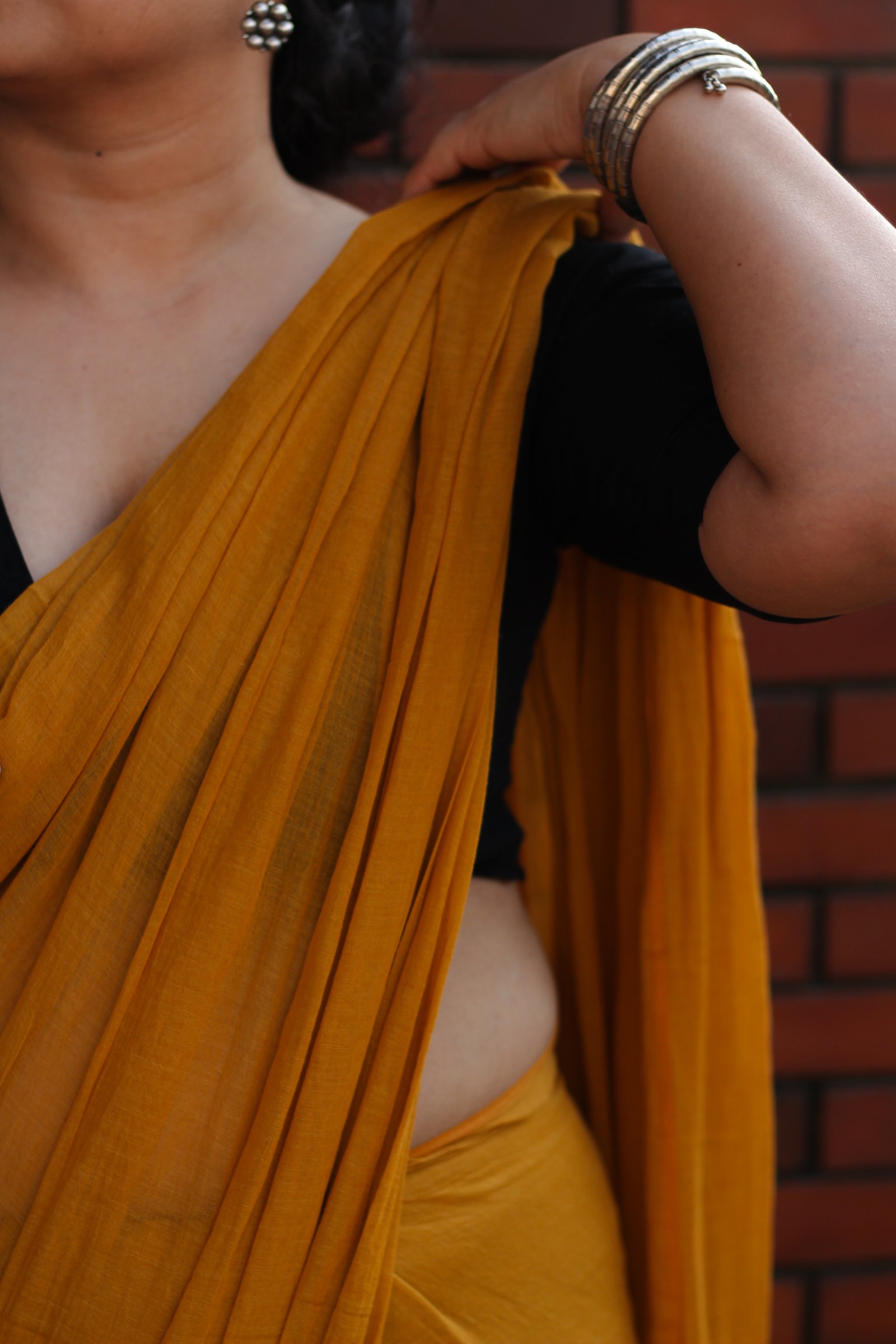 Handwoven Mul Cotton: Mustard Yellow - Image 2