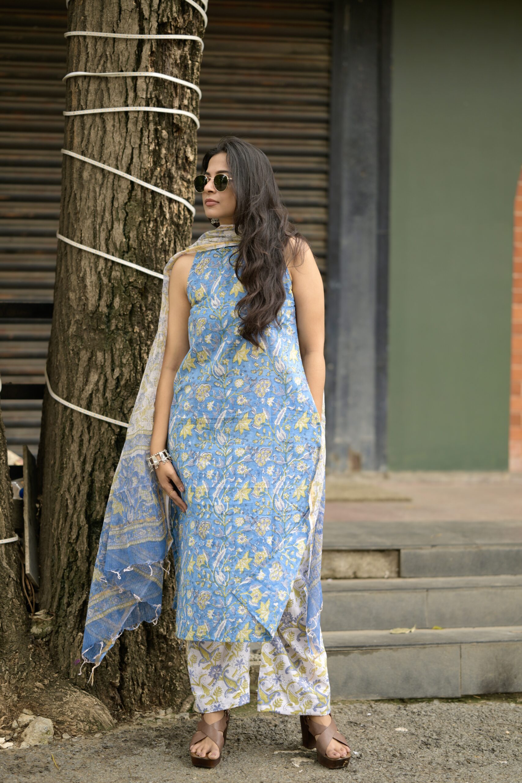 Rang: Handblock Sanganeri Print Kurta Set - Image 6