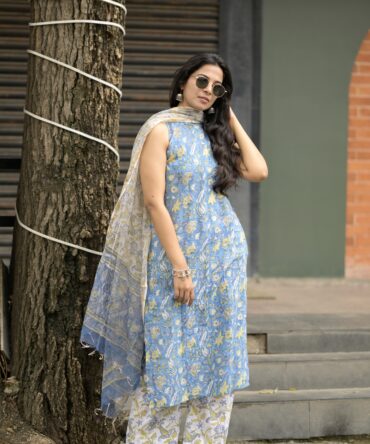 Rang: Handblock Sanganeri Print Kurta Set