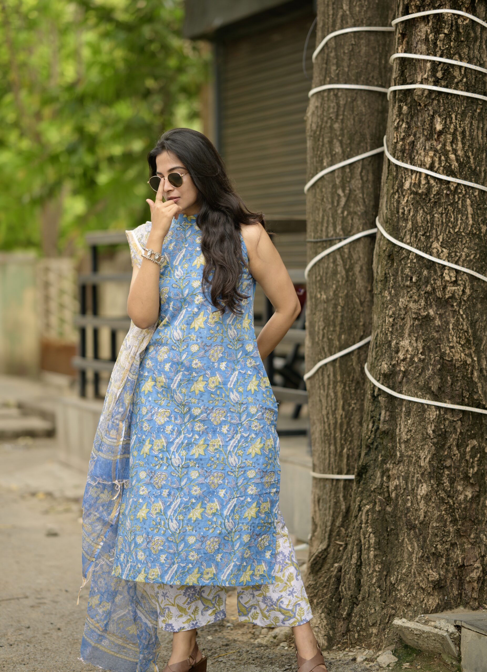 Rang: Handblock Sanganeri Print Kurta Set - Image 4